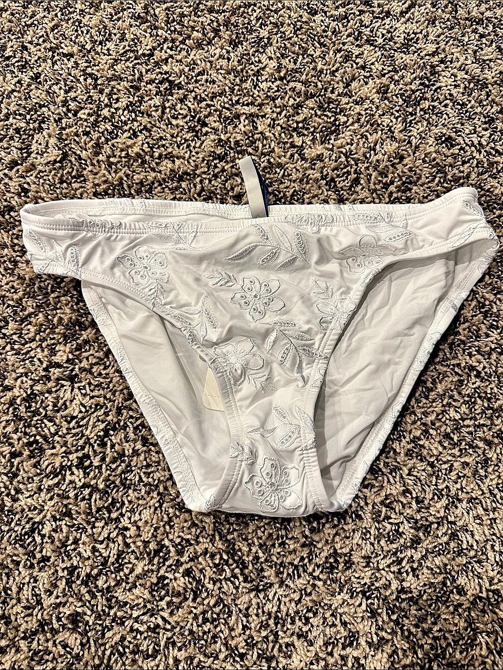 Tommy Bahama White Embroidered Floral Bikini Bottom